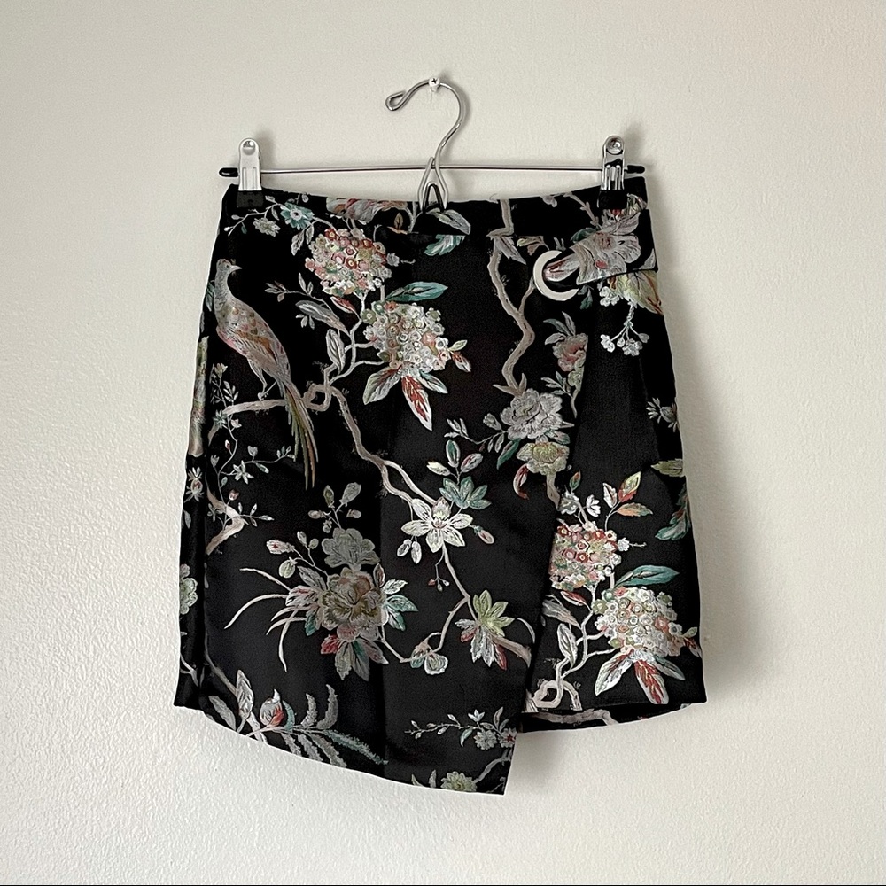 H&M MINI SKIRT BIRD FLORAL PRINT SZ 4